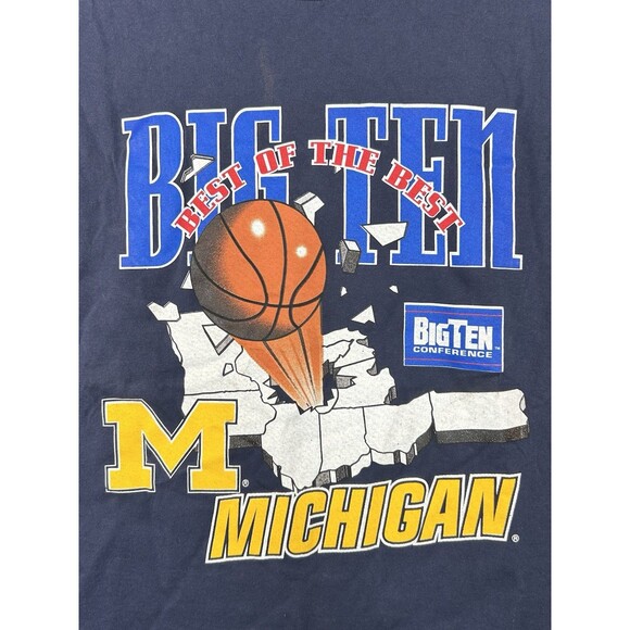 Vintage University Michigan Wolverines Basketball T-Shirt Size XL Single Stitch - Picture 2 of 7